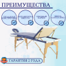 Стол массажный переносной с деревянной рамой JF-AY01 3-секционный синий/белый Стол массажный переносной с деревянной рамой JF-AY01 3-секционный синий/белый